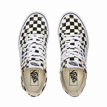 Damske Kotnikove Tenisky Vans Checkerboard Sk8-Hi Tapered Čierne/Biele VA45VEGKF